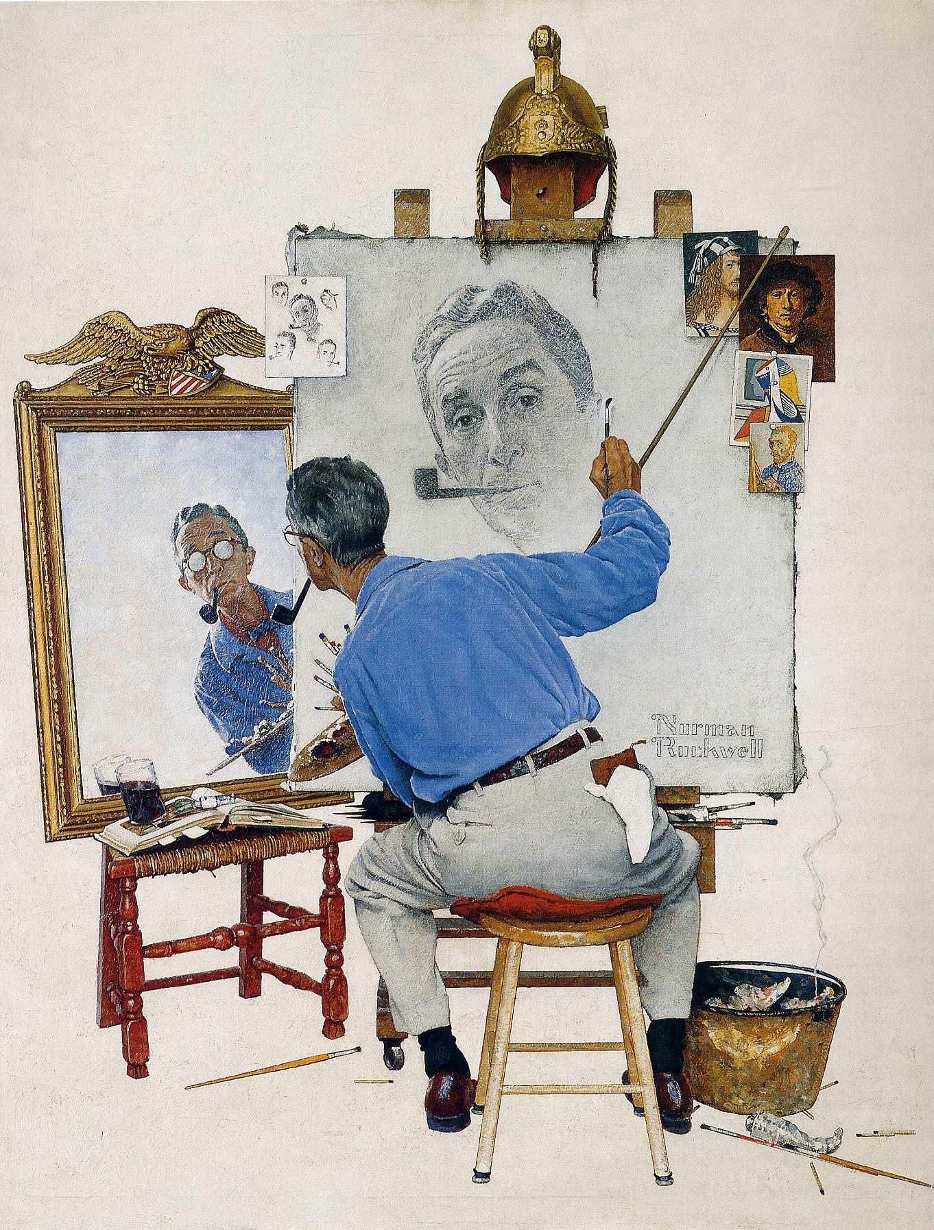 Triple auto-portrait de Norman Rockwell